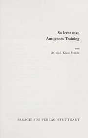 Cover of: So lernt man autogenes Training