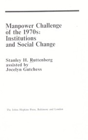Cover of: Manpower challenge of the 1970's: institutions and social change