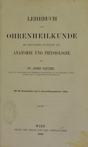 Cover of: Lehrbuch der Ohrenheilkunde : mit besonderer R©ơcksicht auf Anatomie und Physiologie