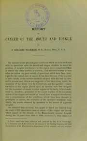 Cover of: Report on cancer of the mouth and tongue