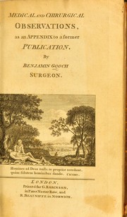 Cover of: Medical and chirurgical observations, as an appendix to a former publication