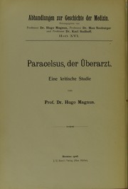 Cover of: Theophrastus Paracelsus, der ©berarzt : eine kritische Studie
