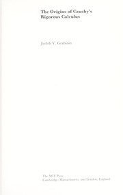 Cover of The origins of Cauchy's rigorous calculus