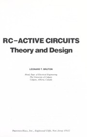 Cover of: RC active circuits : theory and design by 
