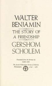 Cover of: Walter Benjamin by Gershon Scholem