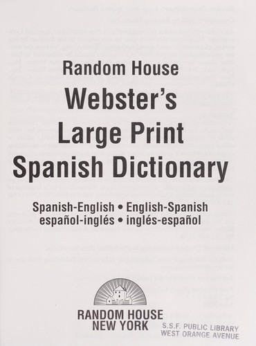 Random House Webster S Large Print Spanish Dictionary