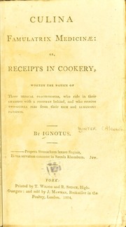 Cover of: Culina famulatrix medicinae by Hunter, A.