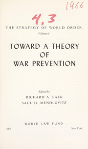 Cover of: The strategy of world order by Falk, Richard A.