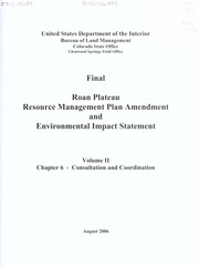Cover of: Roan Plateau proposed resource management plan amendment and final environmental impact statement by U.S. Department of the Interior, Bureau of Land Management, Colorado State Office, Glenwood Springs Field Office.