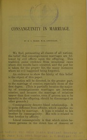 Cover of: Consanguinity in marriage