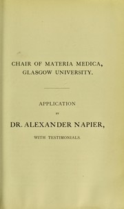 Cover of: Application by Dr. Alexander Napier, with testimonials