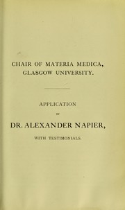 Application by Dr. Alexander Napier, with testimonials by Alexander Napier