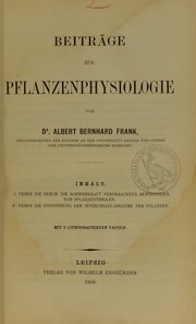 Cover of: Beitr©Þge zur Pflanzenphysiologie by Albert Bernhard Frank
