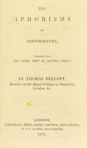 Cover of: The aphorisms ... by Hippocrates