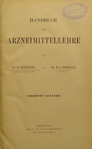 Handbuch der Arzneimittellehre by Hermann Nothnagel