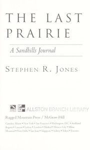 Cover of: The last prairie by Stephen R. Jones