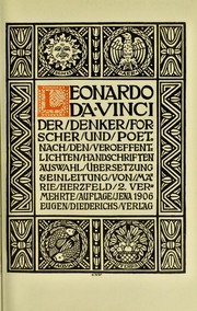 Cover of: Leonardo da Vinci, der Denker, Forscher und Poet