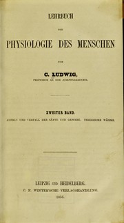 Cover of: Lehrbuch der Physiologie des Menschen