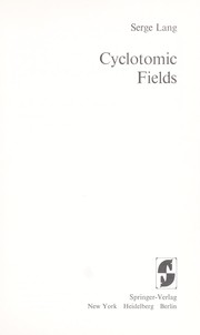 Cover of: Cyclotomic fields by Serge Lang