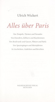 Cover of: Alles u ber Paris by Ulrich Wickert