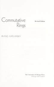 Cover of: Commutative Rings (Lectures in Mathematics)