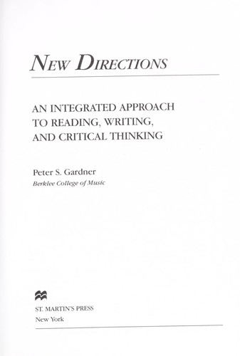 New directions by Peter S. Gardner, Peter S. Gardner