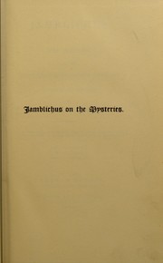 Cover of: Iamblichus on the Mysteries of the Egyptians, Chaldeans, and Assyrians