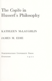 Cover of: The cogito in Husserl's philosophy.