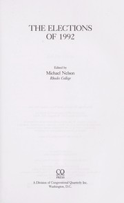 Cover of: The Elections of 1992 by edited by Michael Nelson.