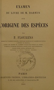 Cover of: Examen du livre de M. Darwin sur l'origine des esp©·ces