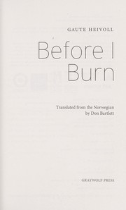 Cover of: Before I burn