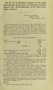 Cover of: Dr. W.W.E. Fletcher's report to the Local Government Board upon the sanitary circumstances and administration of the East Stow Rural District