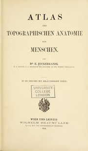 Cover of: Atlas der topographischen Anatomie des Menschen by Emil Zuckerkandl