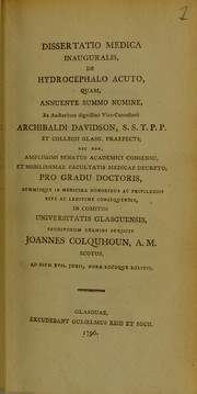 Cover of: Dissertatio medica inauguralis, de hydrocephalo acuto ..