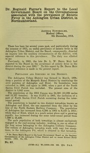 Cover of: Dr. Reginald Farrar's report to the Local Government Board on the circumstances associated with the prevalence of enteric fever in the Ashington Urban District in Northumberland by Reginald Farrar