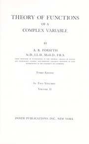 Cover of: Theory of functions of a complex variable. by Forsyth, Andrew Russell