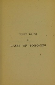 Cover of: What to do in cases of poisoning