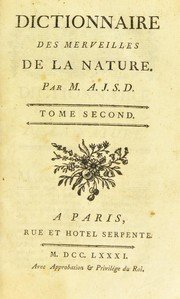 Dictionnaire des merveilles de la nature by Sigaud de La Fond M.