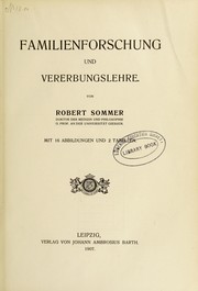 Cover of: Familienforschung und Vererbungslehre by Robert Sommer