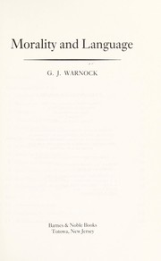 Cover of: Morality and language