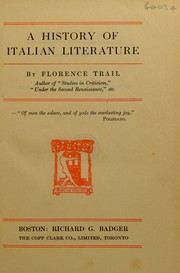Cover of: A history of Italian literature.