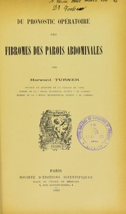Cover of: Du pronostic op©♭ratoire des fibromes des parois abdominales
