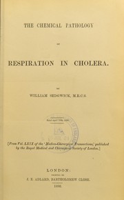 Cover of: The chemical pathology of respiration in cholera