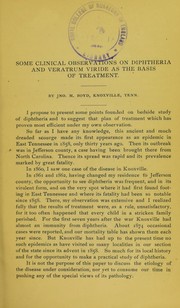 Some clinical observations on diphtheria and veratrum viride as the basis of treatment by John M. Boyd