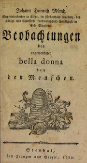 Cover of: Beobachtungen bey angewendeter Bella Donna bey den Menschen