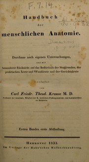 Handbuch der menschlichen Anatomie ... by Carl Friedrich Theodor Krause
