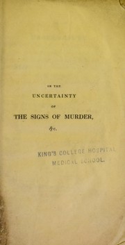 Cover of: On the uncertainty of the signs of murder, in the case of bastard children, &c