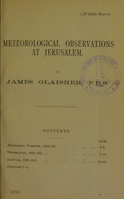 Cover of: Meteorological observations at Jerusalem