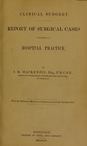 Cover of: Clinical surgery: report of surgical cases occurring in hospital practice