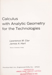 Cover of: Calculus with analytic geometry for the technologies